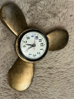 Howard Miller Propeller Alarm Clock 645-525 Nautical Desk Wall Mount 9” Brass